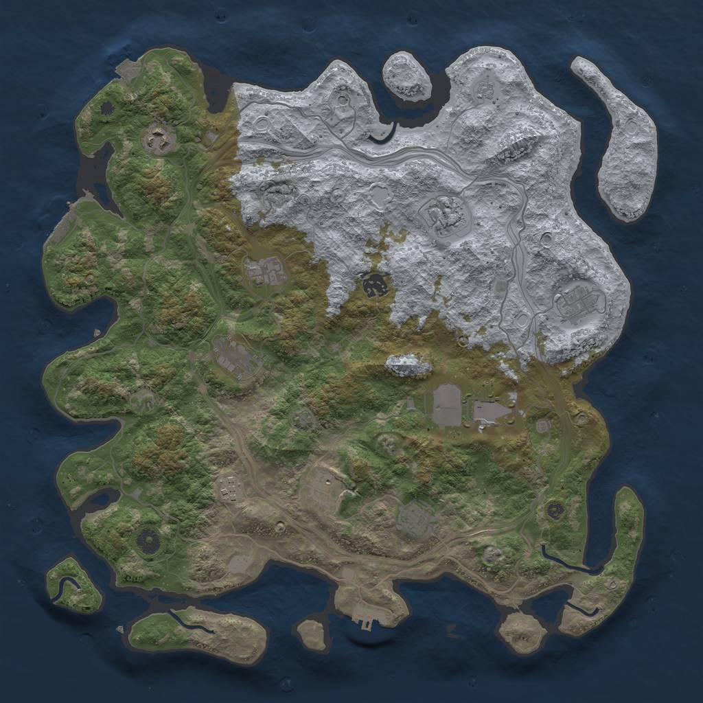 Rust Map: Procedural Map, Size: 4400, Seed: 48397777, 18 Monuments