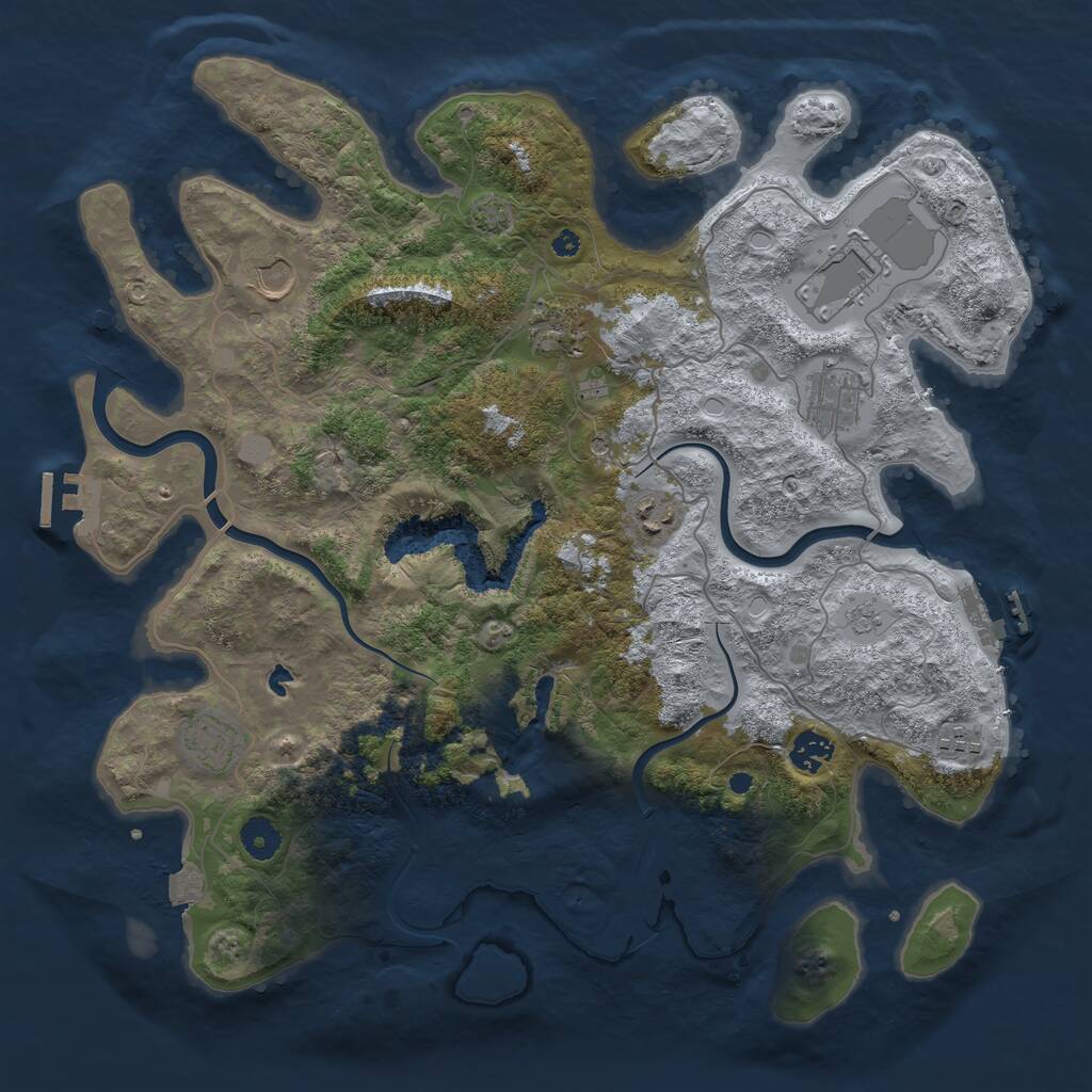Rust Map: Procedural Map, Size: 4000, Seed: 66801470, 14 Monuments