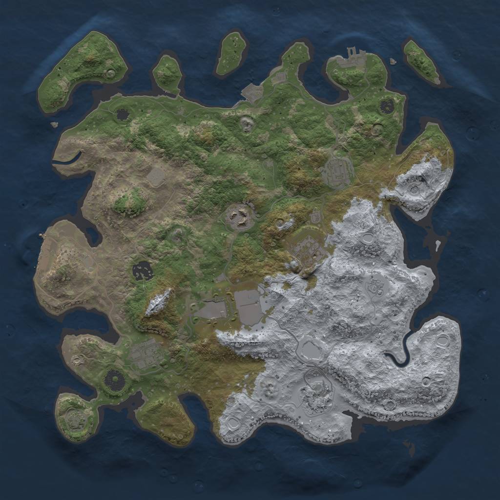 Rust Map: Procedural Map, Size: 3650, Seed: 29502253, 15 Monuments