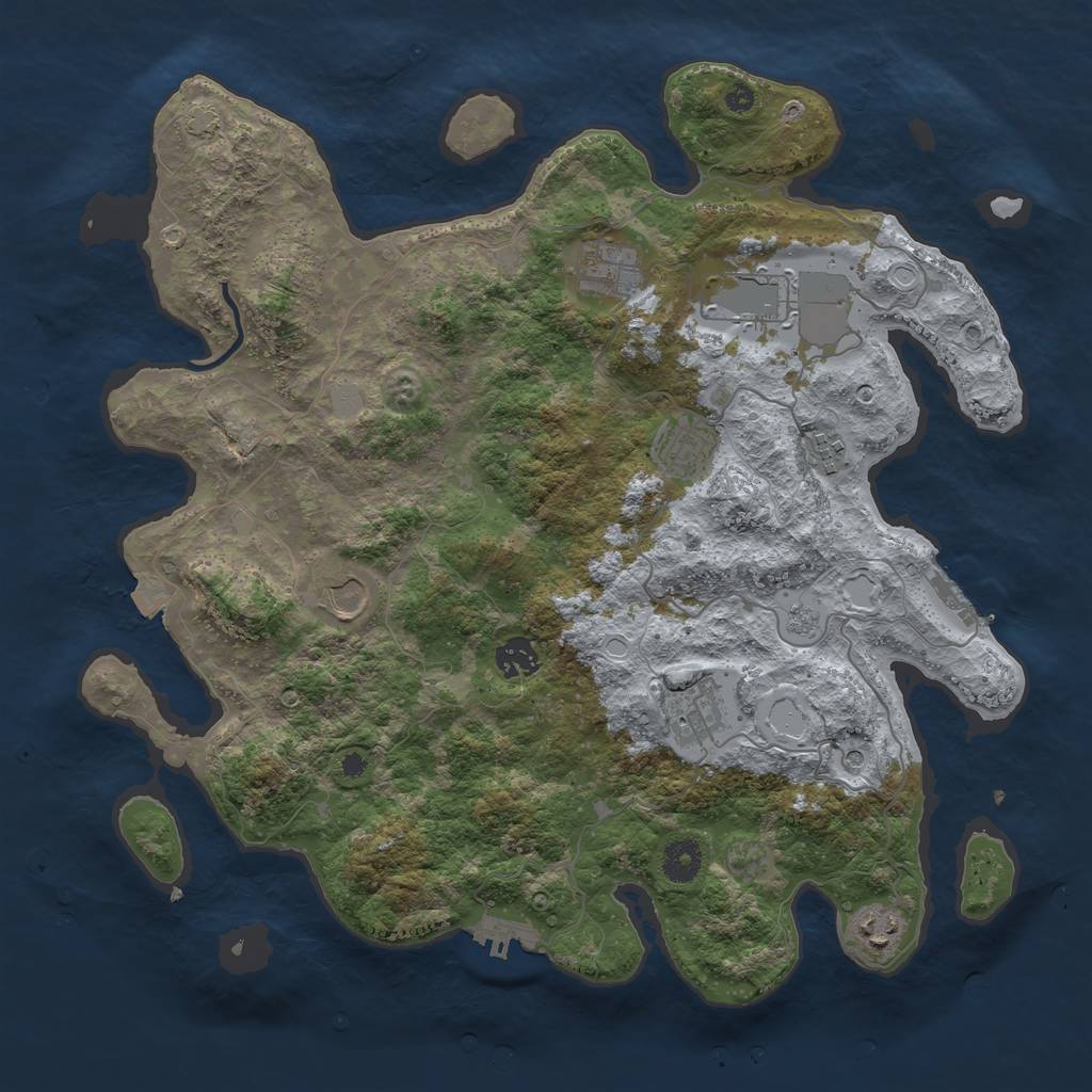 Rust Map: Procedural Map, Size: 3900, Seed: 57542053, 16 Monuments