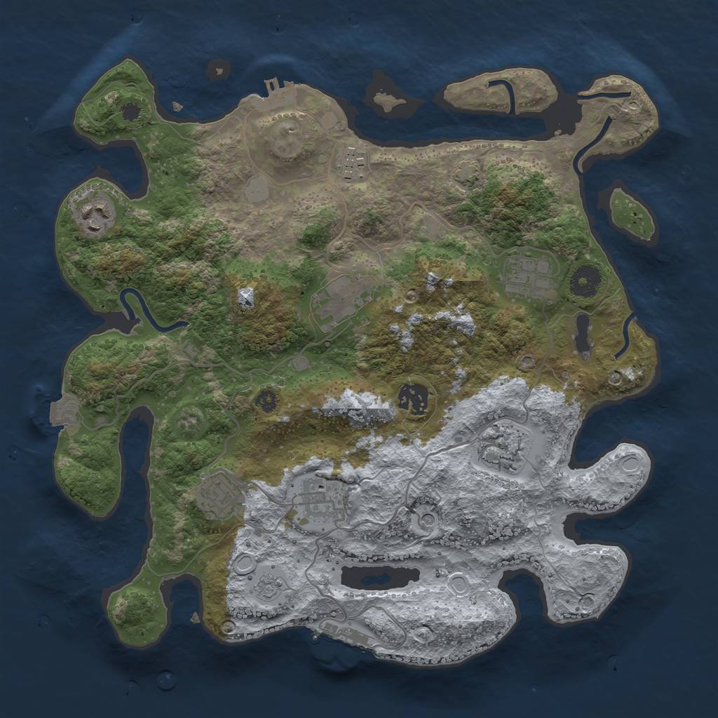 Rust Map: Procedural Map, Size: 3400, Seed: 4104403, 16 Monuments