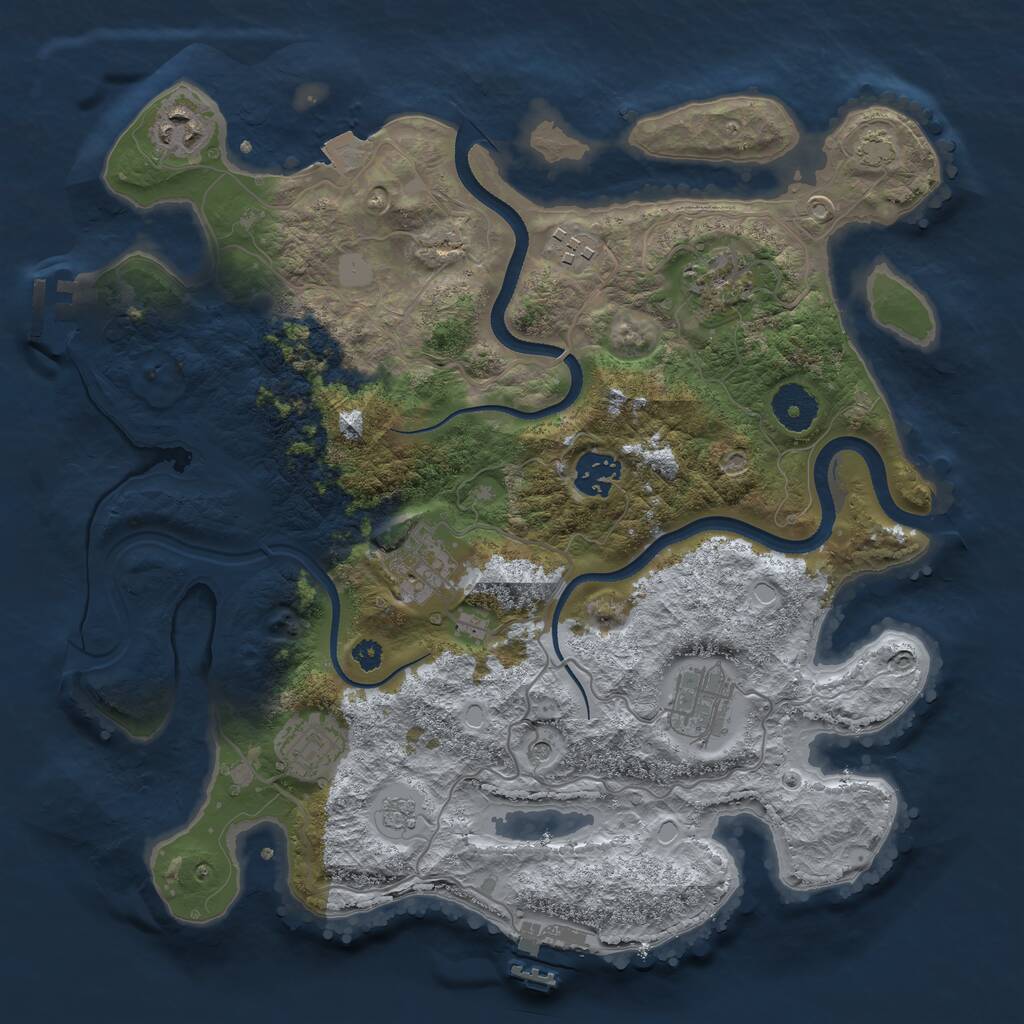 Rust Map: Procedural Map, Size: 3400, Seed: 4104403, 13 Monuments