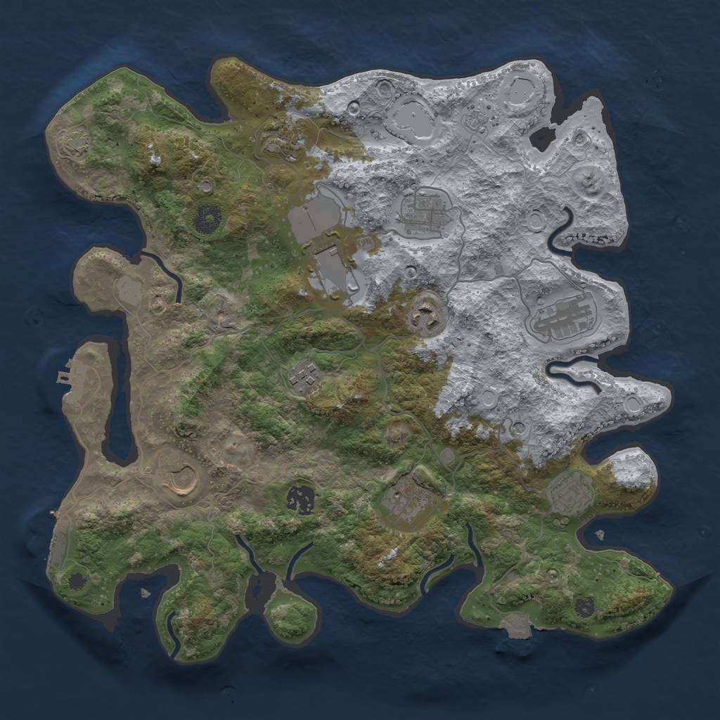 Rust Map: Procedural Map, Size: 3650, Seed: 84825144, 18 Monuments