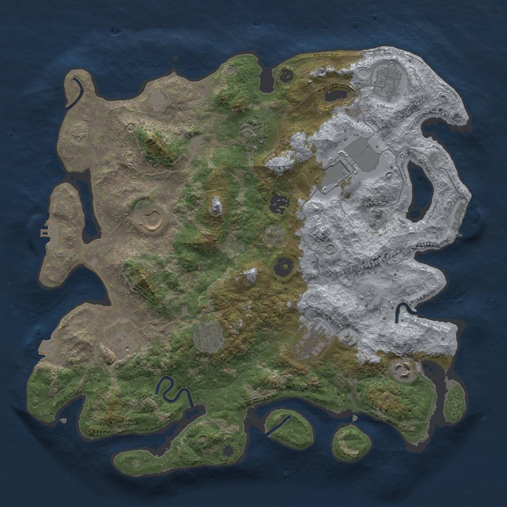 Rust Map: Procedural Map, Size: 3900, Seed: 72716593, 17 Monuments