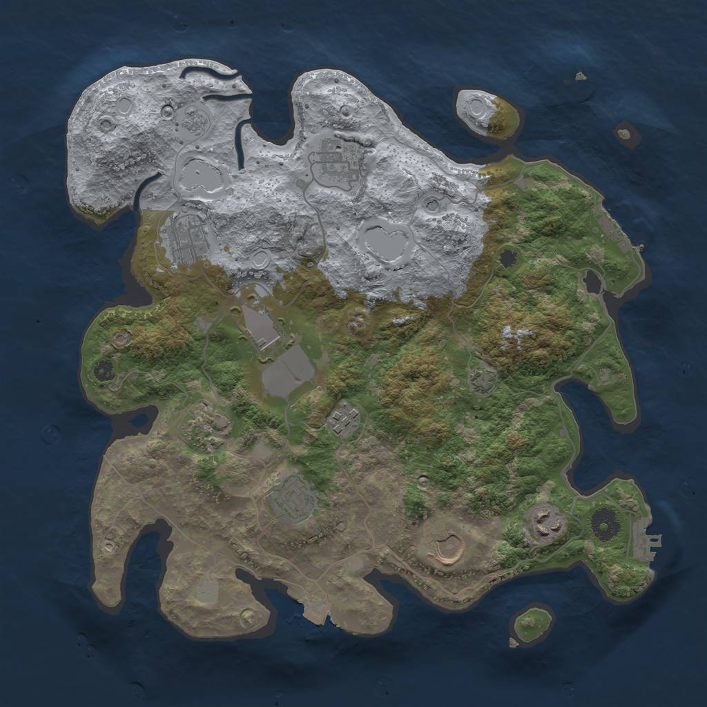 Rust Map: Procedural Map, Size: 3500, Seed: 80474, 16 Monuments