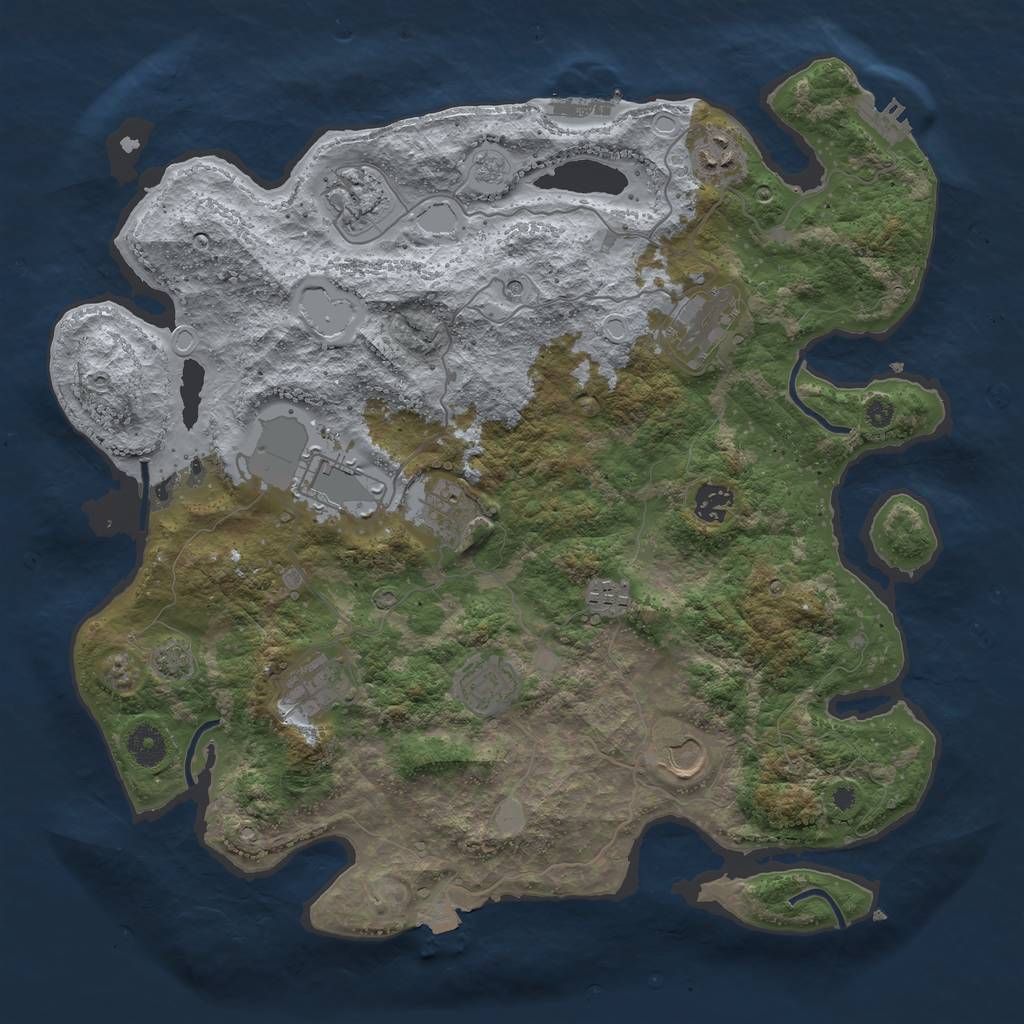 Rust Map: Procedural Map, Size: 3900, Seed: 85772651, 18 Monuments