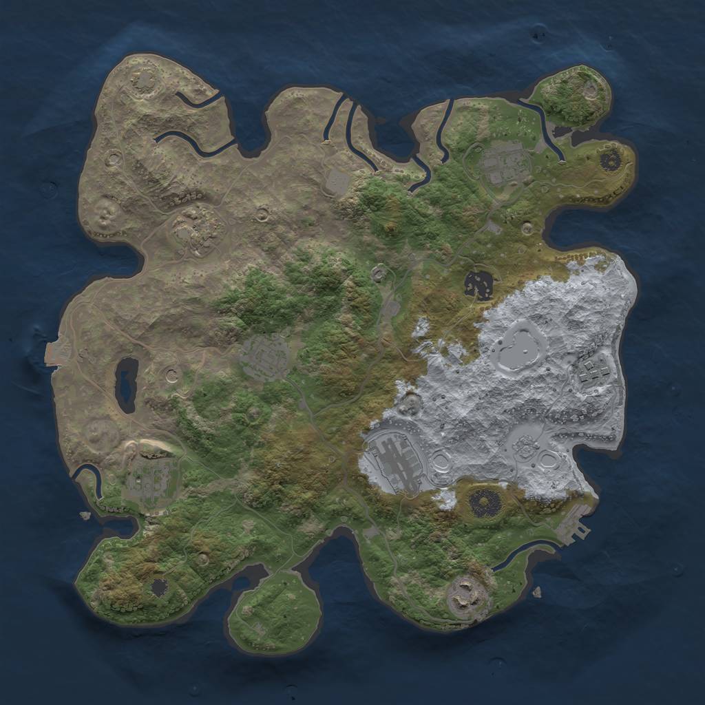Rust Map: Procedural Map, Size: 3450, Seed: 94525355, 15 Monuments