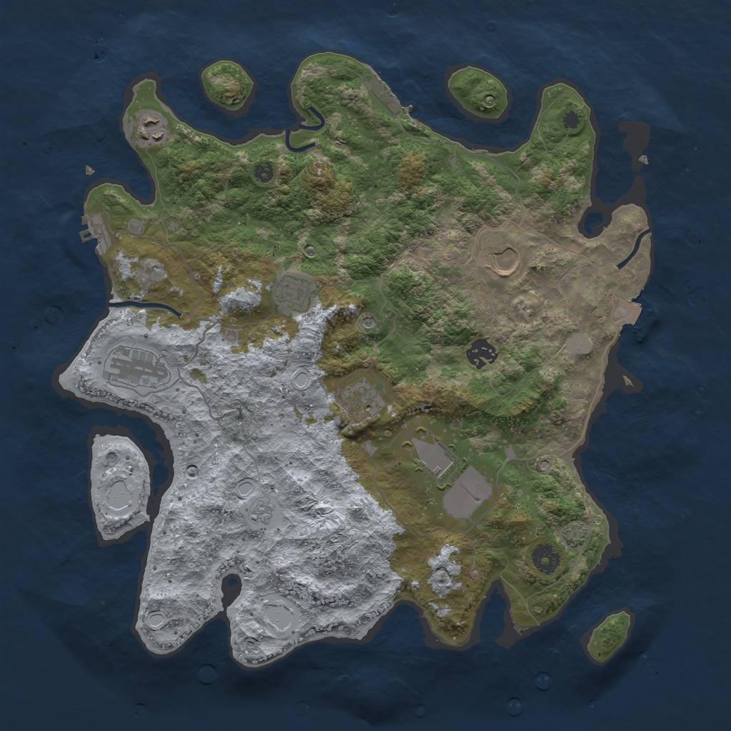 Rust Map: Procedural Map, Size: 3800, Seed: 80398403, 15 Monuments