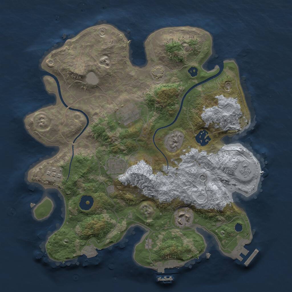 Rust Map: Procedural Map, Size: 3000, Seed: 873636, 11 Monuments