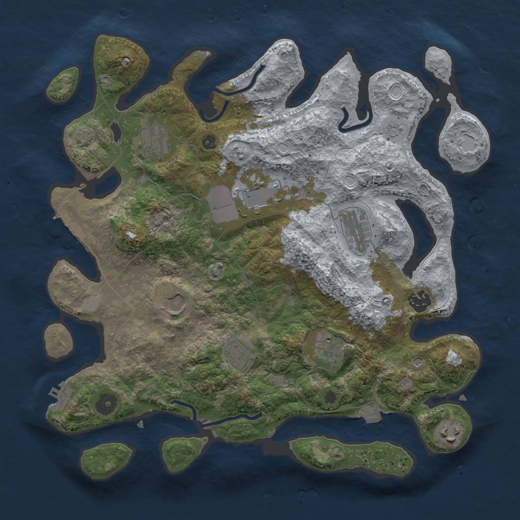 Rust Map: Procedural Map, Size: 3650, Seed: 53539345, 16 Monuments