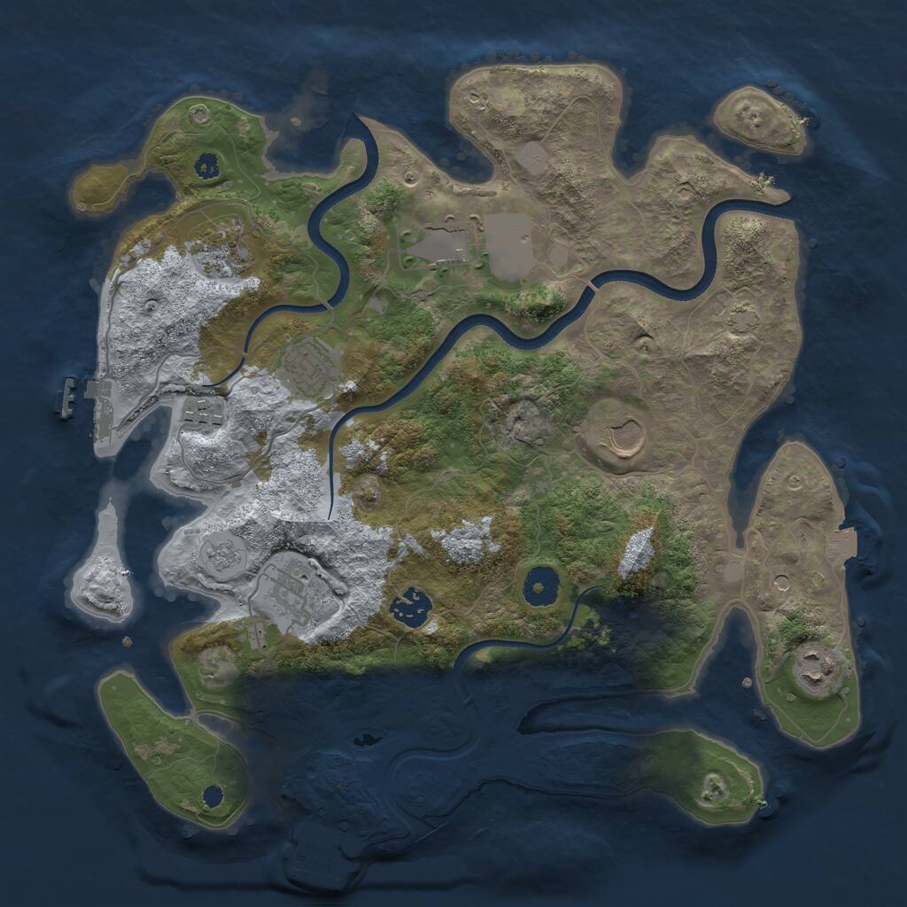Rust Map: Procedural Map, Size: 3550, Seed: 33508468, 14 Monuments