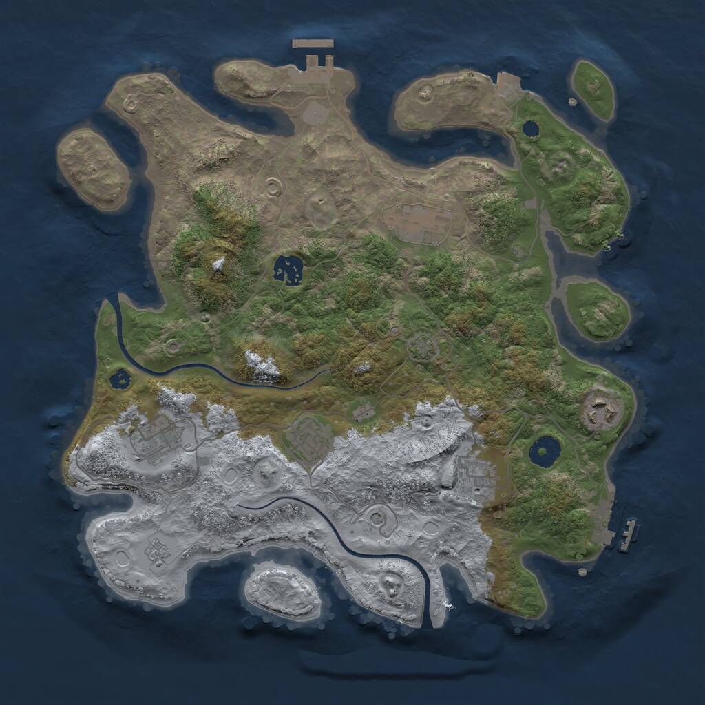 Rust Map: Procedural Map, Size: 3450, Seed: 43960055, 12 Monuments