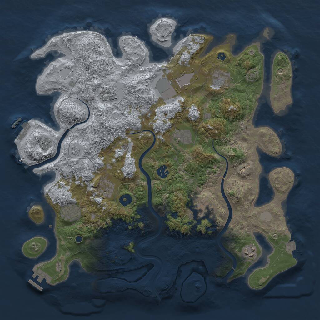 Rust Map: Procedural Map, Size: 3950, Seed: 2269340, 16 Monuments