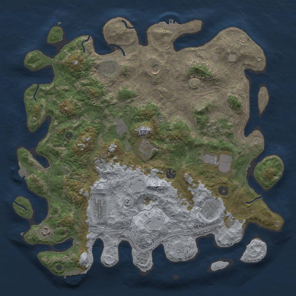 Rust Map: Procedural Map, Size: 4400, Seed: 42588828, 19 Monuments
