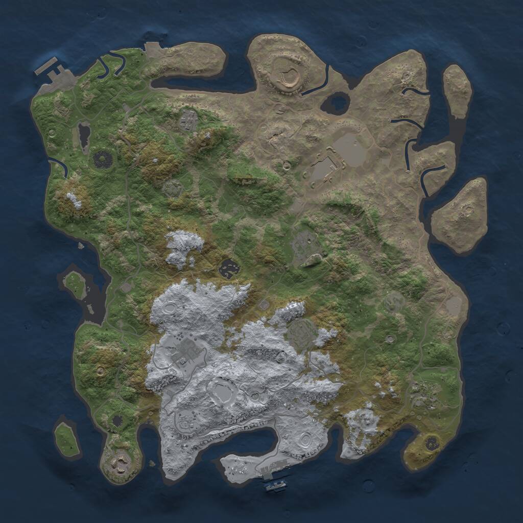 Rust Map: Procedural Map, Size: 4100, Seed: 41444316, 15 Monuments