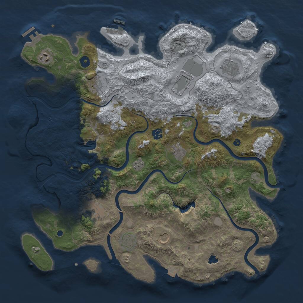 Rust Map: Procedural Map, Size: 4200, Seed: 33038187, 16 Monuments