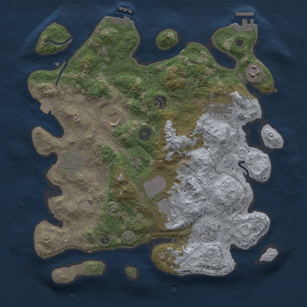 Rust Map: Procedural Map, Size: 3500, Seed: 1512878690, 12 Monuments