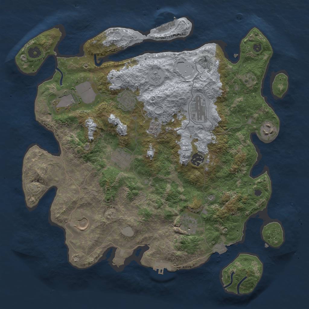 Rust Map: Procedural Map, Size: 3750, Seed: 33176650, 17 Monuments