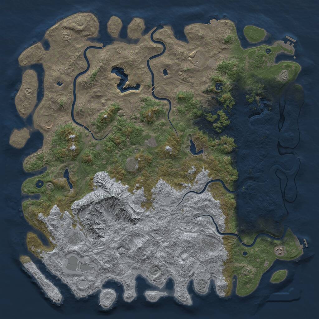 Rust Map: Procedural Map, Size: 6000, Seed: 667812, 17 Monuments