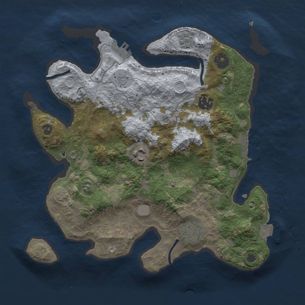 Rust Map: Procedural Map, Size: 3000, Seed: 4333, 12 Monuments