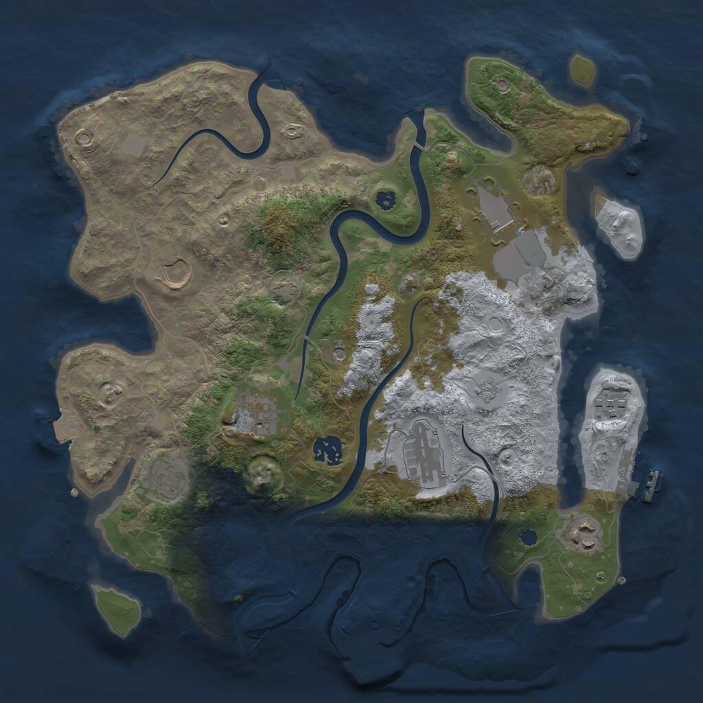 Rust Map: Procedural Map, Size: 3500, Seed: 1025557696, 14 Monuments