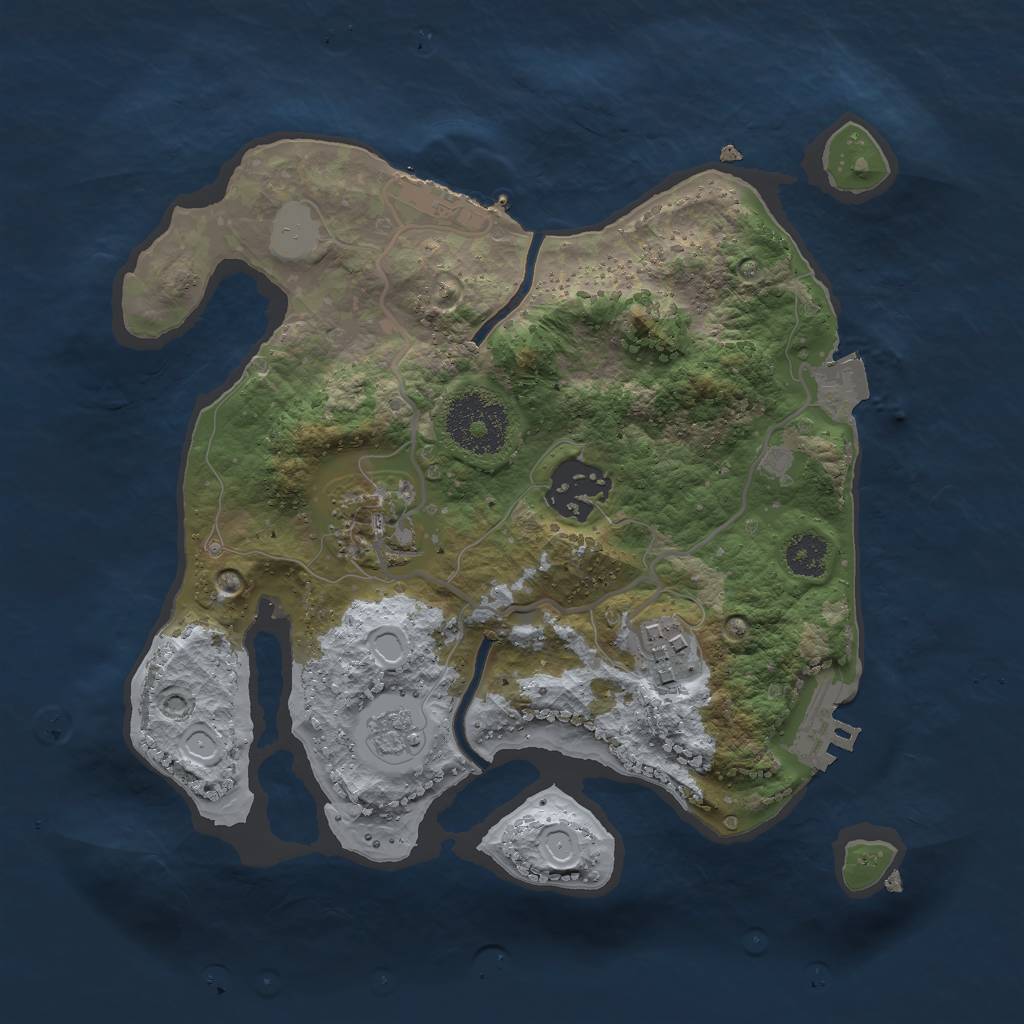 Rust Map: Procedural Map, Size: 2500, Seed: 123949749, 9 Monuments