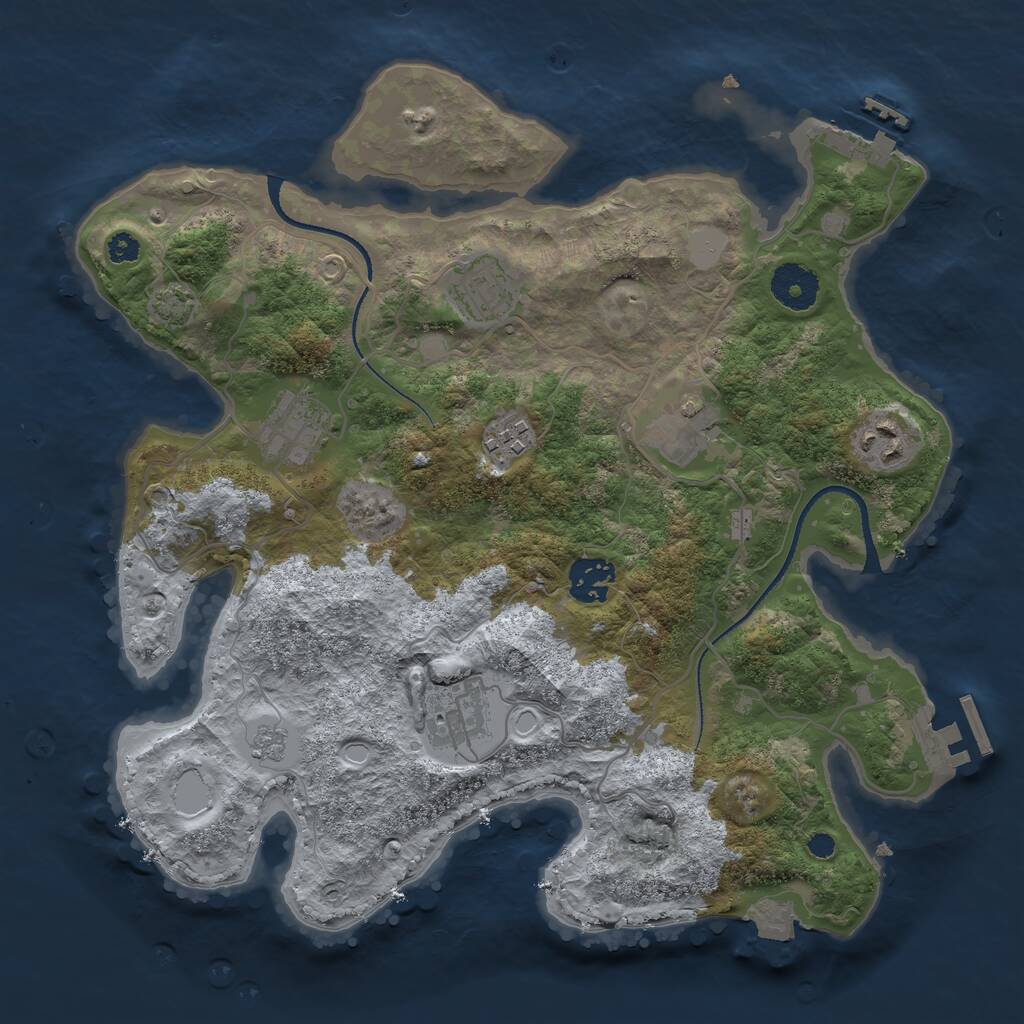 Rust Map: Procedural Map, Size: 3300, Seed: 33, 12 Monuments