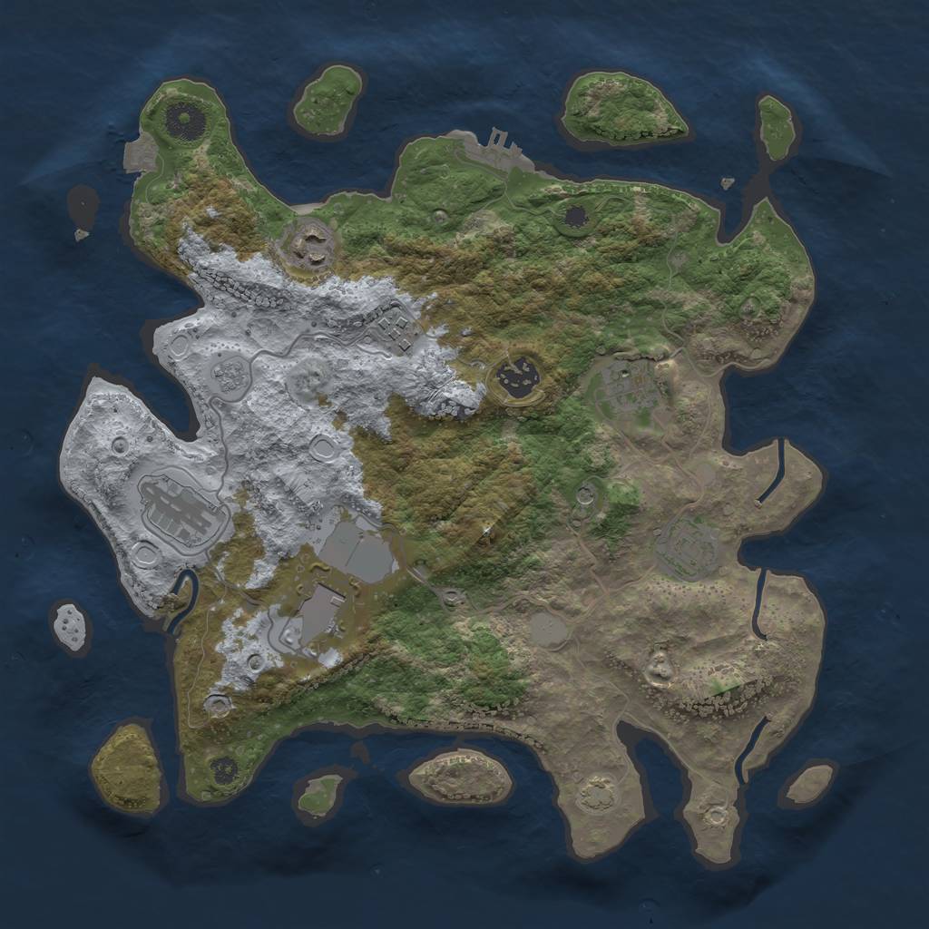 Rust Map: Procedural Map, Size: 3500, Seed: 506833557, 14 Monuments