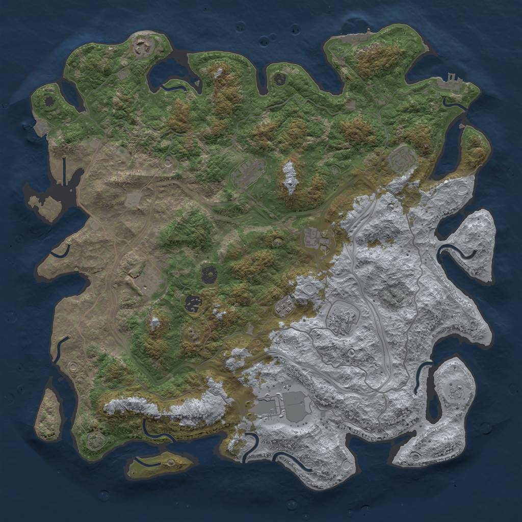 Rust Map: Procedural Map, Size: 4500, Seed: 1330391808, 17 Monuments