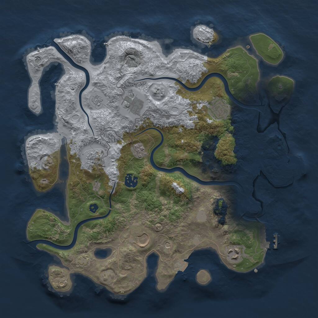 Rust Map: Procedural Map, Size: 3500, Seed: 1755558500, 13 Monuments