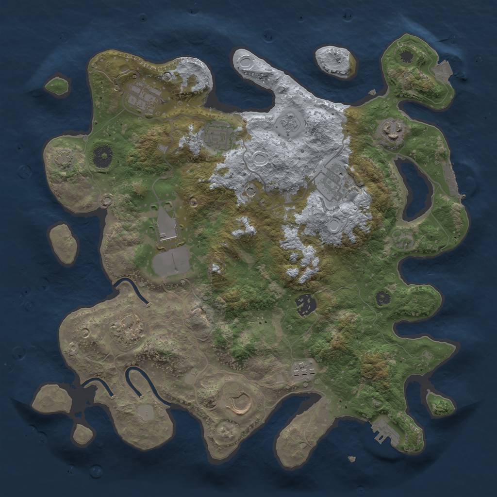 Rust Map: Procedural Map, Size: 3500, Seed: 1221631988, 17 Monuments