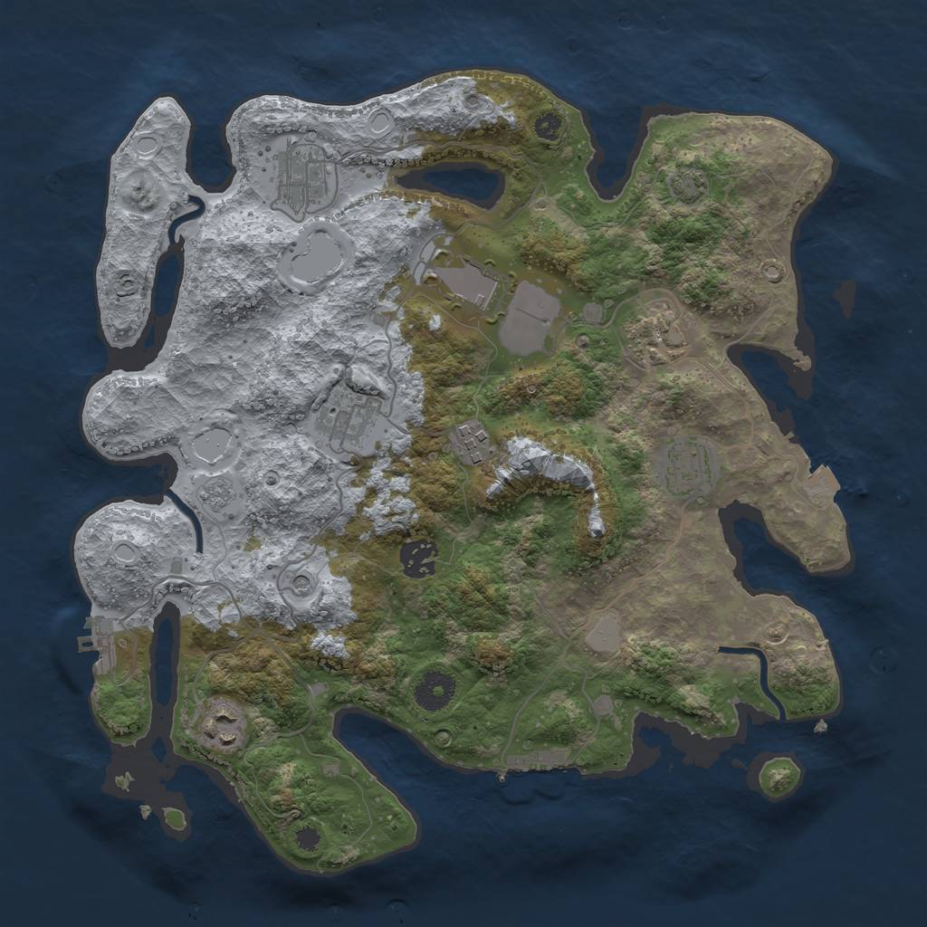 Rust Map: Procedural Map, Size: 3500, Seed: 800592021, 16 Monuments