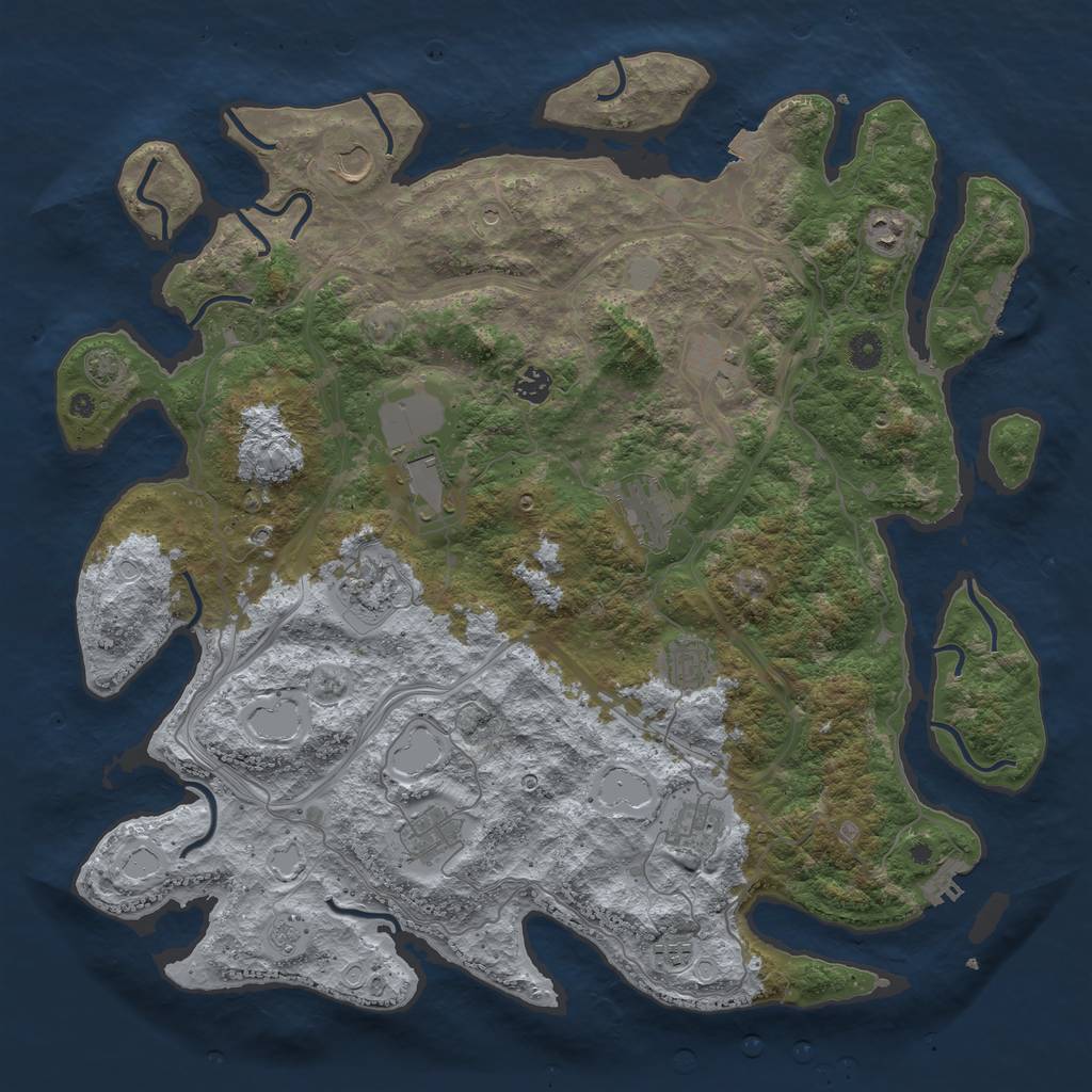 Rust Map: Procedural Map, Size: 4500, Seed: 310357644, 19 Monuments