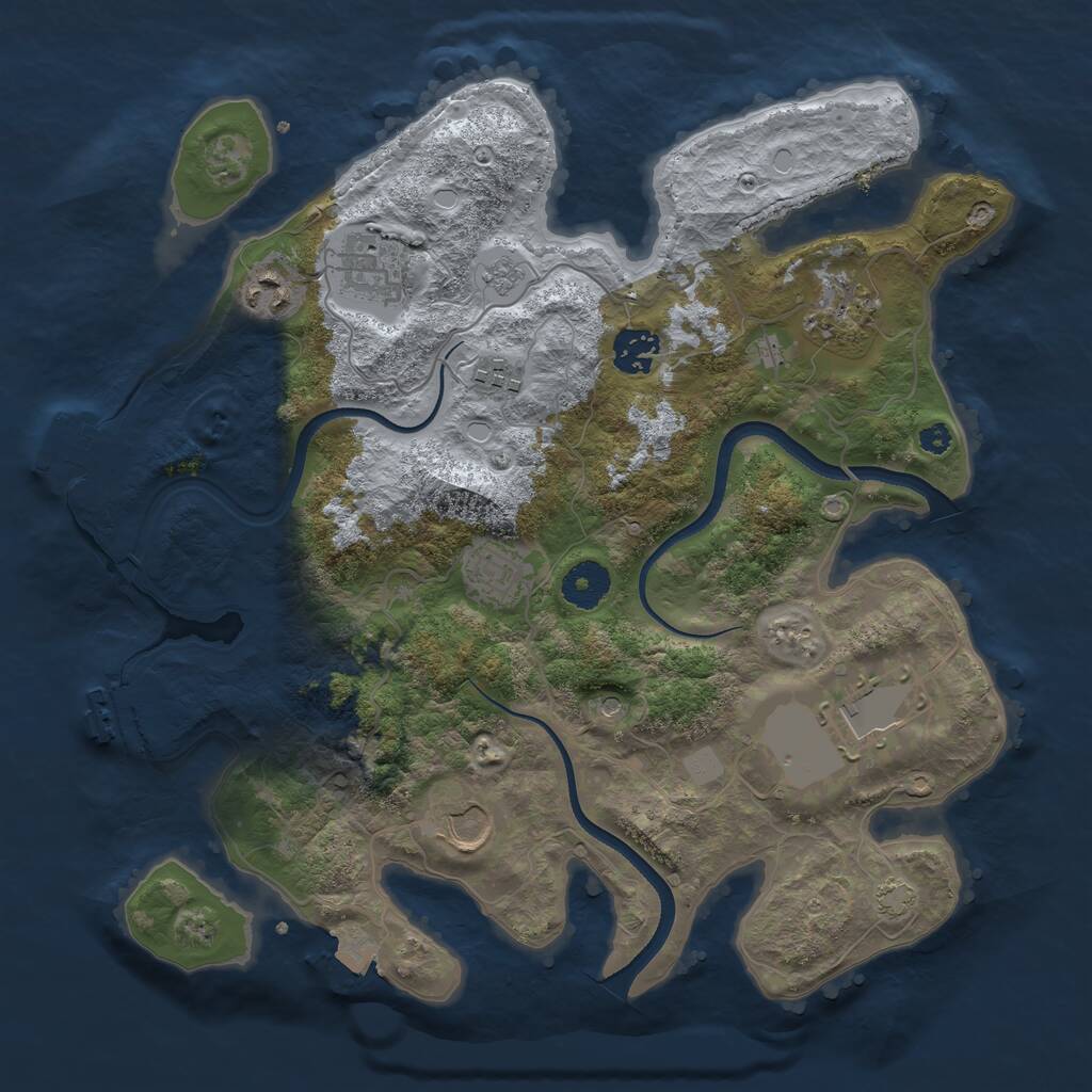 Rust Map: Procedural Map, Size: 3500, Seed: 1426235942, 14 Monuments