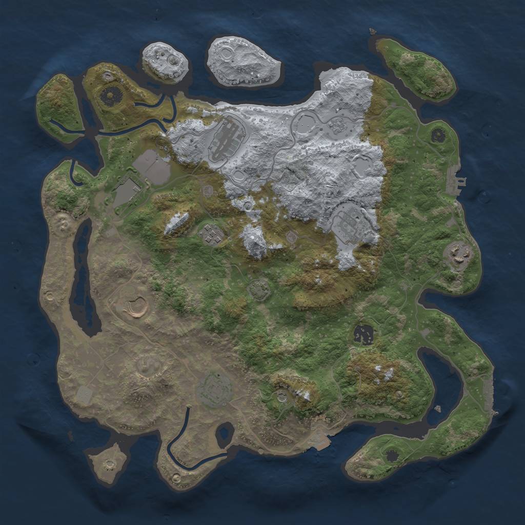 Rust Map: Procedural Map, Size: 3750, Seed: 96411451, 16 Monuments