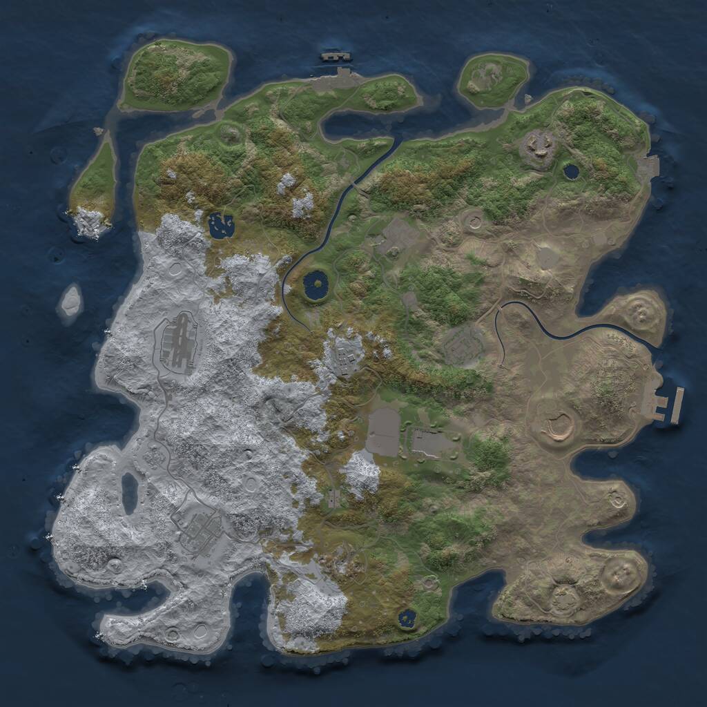 Rust Map: Procedural Map, Size: 3900, Seed: 91826203, 16 Monuments