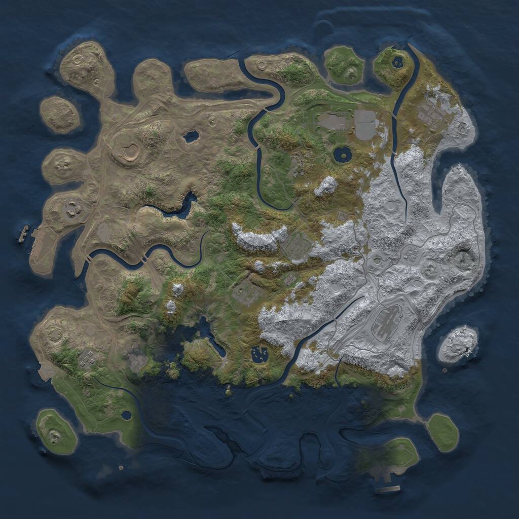 Rust Map: Procedural Map, Size: 4400, Seed: 3232025, 17 Monuments