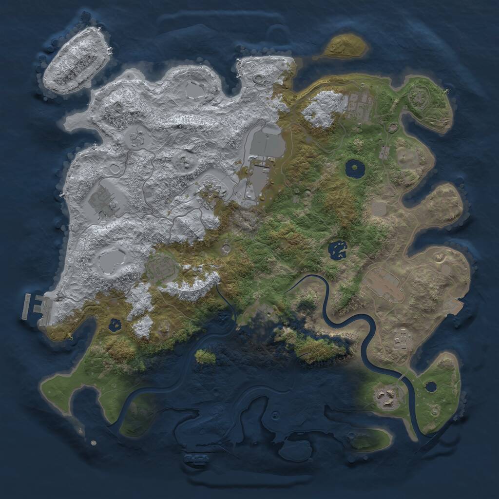 Rust Map: Procedural Map, Size: 3800, Seed: 25645616, 16 Monuments