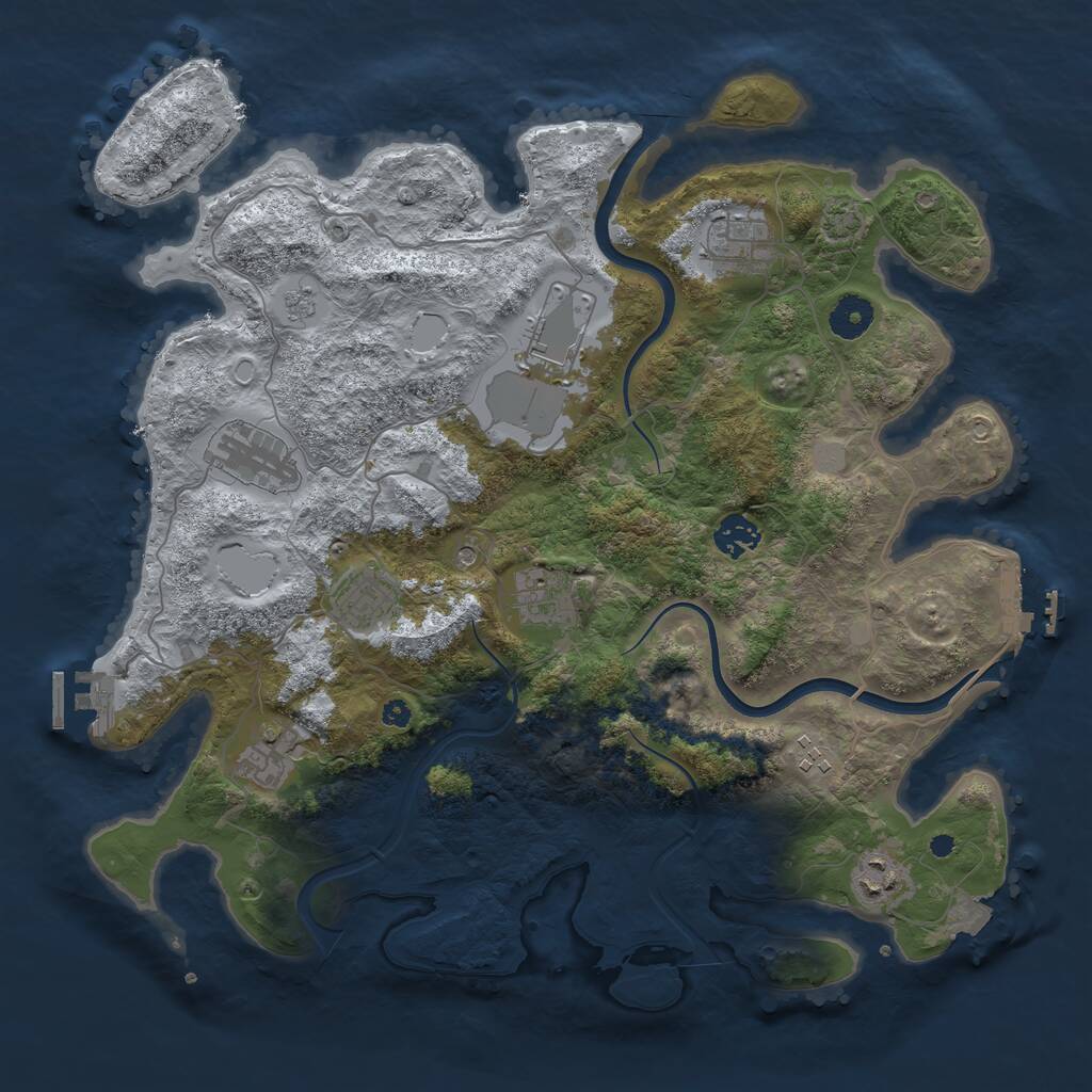 Rust Map: Procedural Map, Size: 3800, Seed: 25645616, 15 Monuments