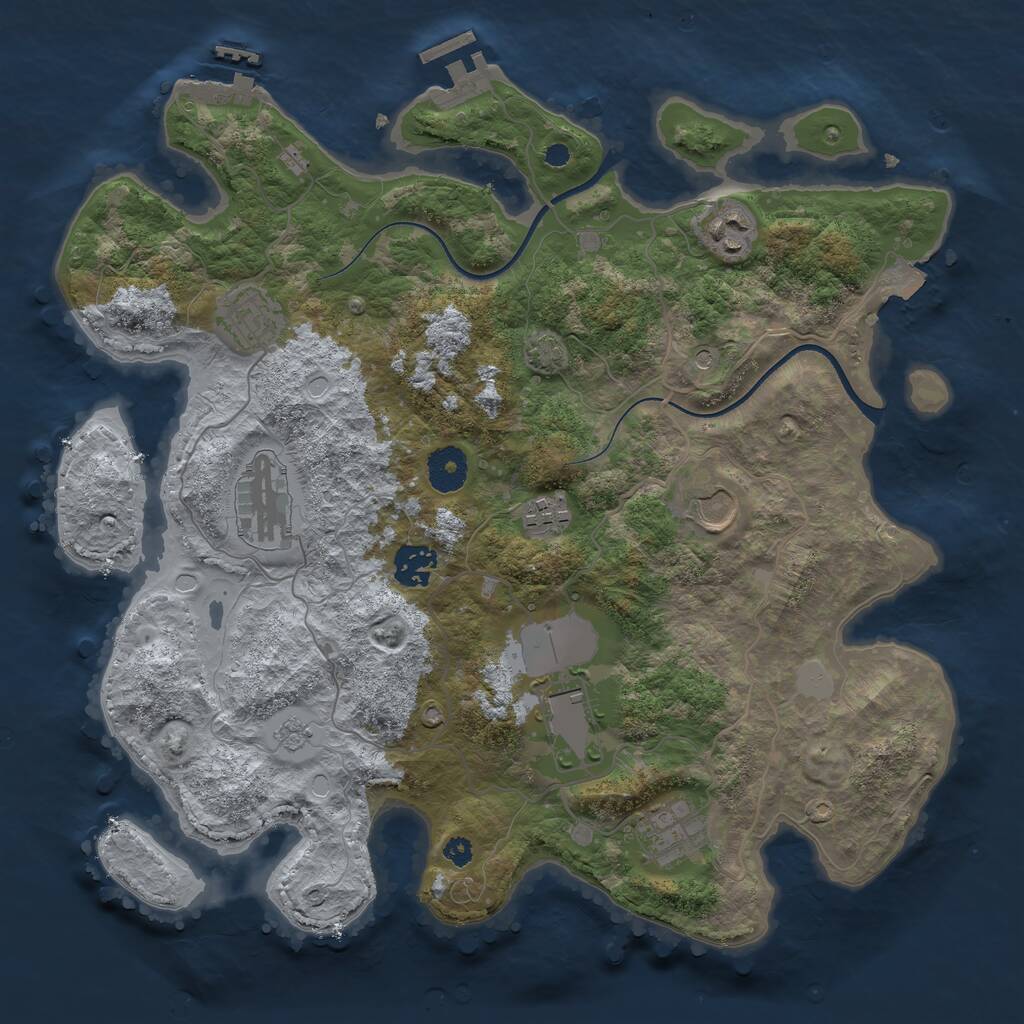Rust Map: Procedural Map, Size: 3550, Seed: 93688930, 14 Monuments