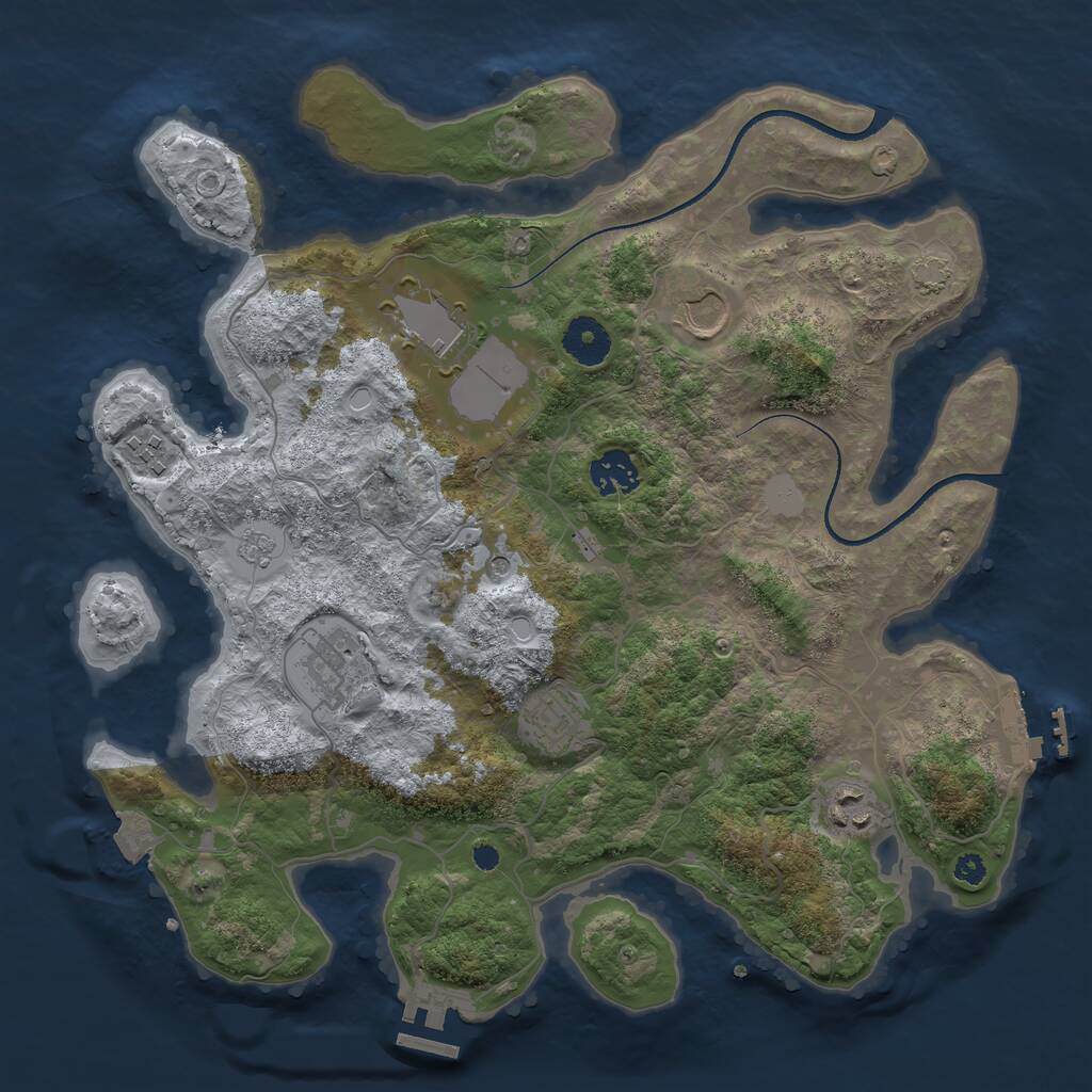 Rust Map: Procedural Map, Size: 3500, Seed: 1793281206, 13 Monuments