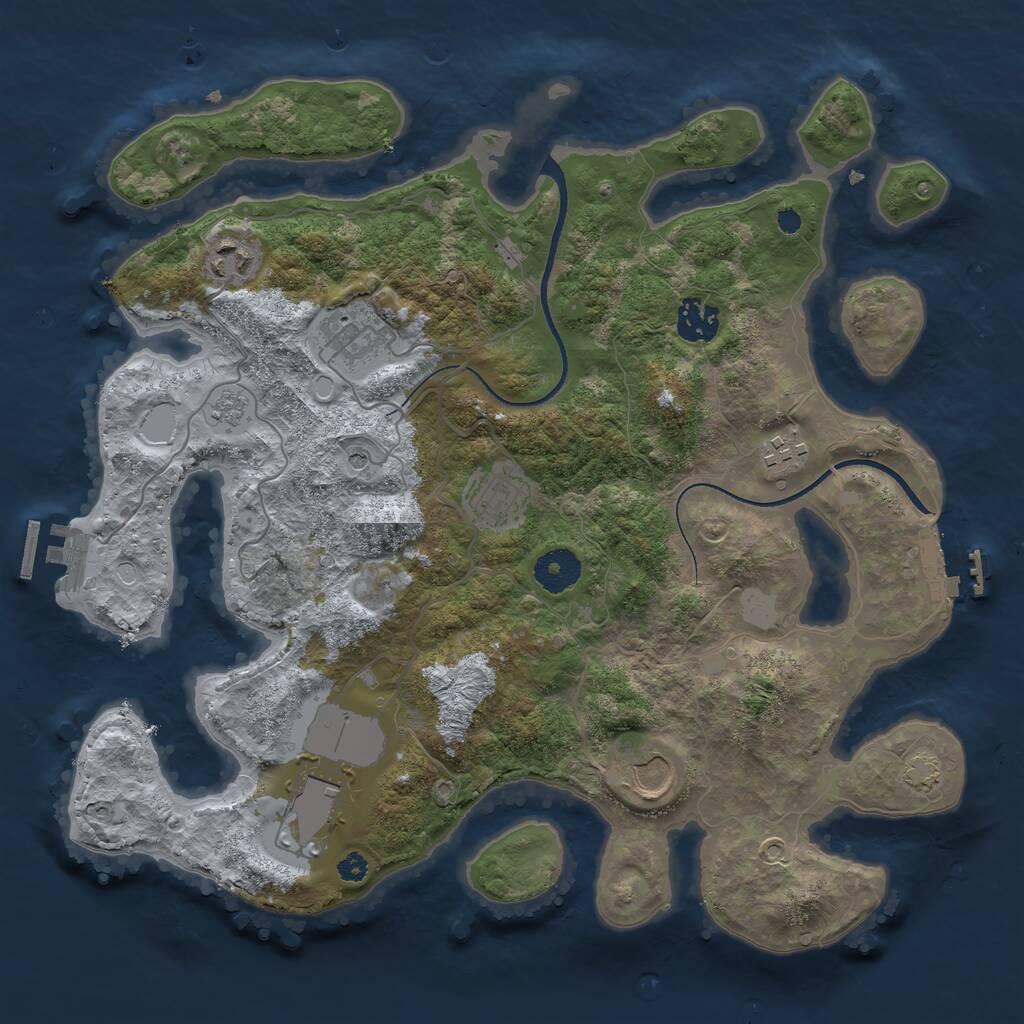 Rust Map: Procedural Map, Size: 3500, Seed: 1099177915, 13 Monuments
