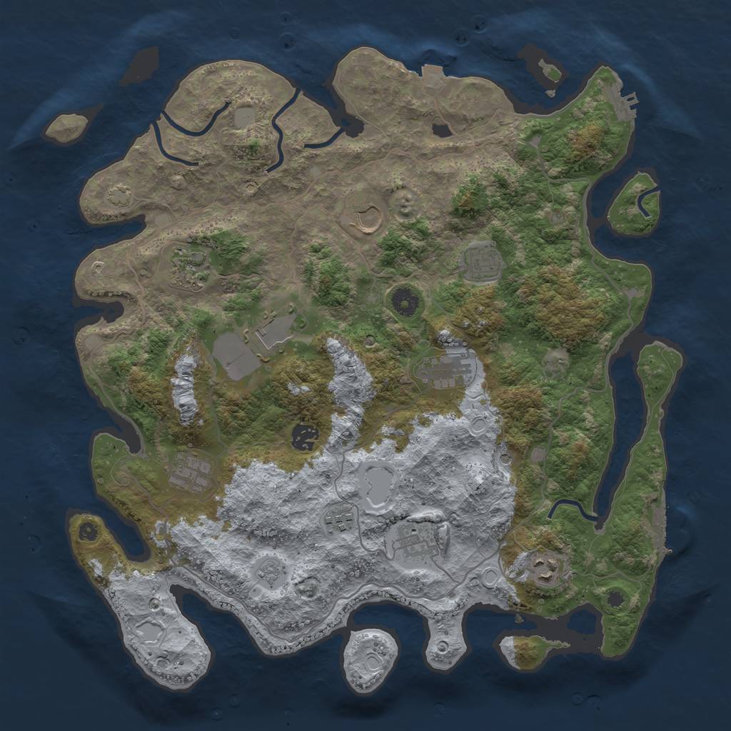 Rust Map: Procedural Map, Size: 4000, Seed: 667812, 18 Monuments
