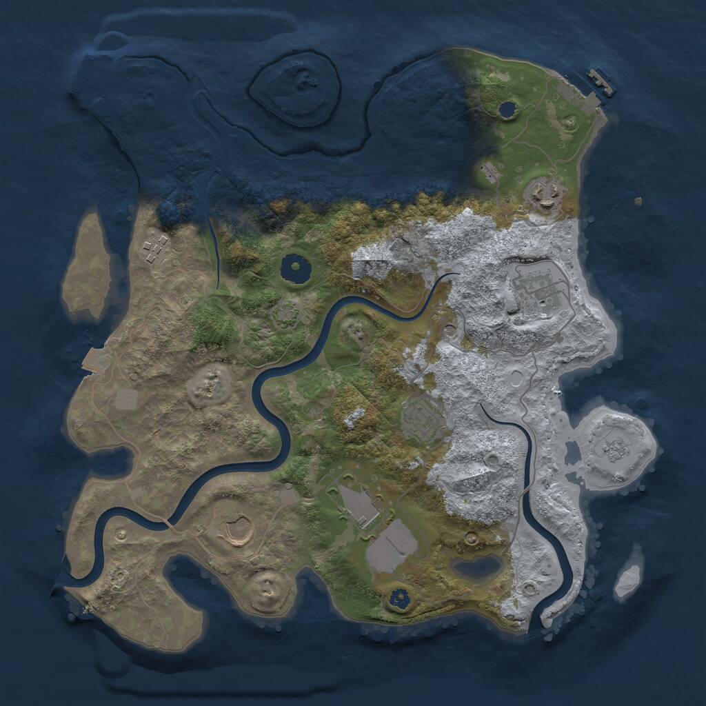 Rust Map: Procedural Map, Size: 3500, Seed: 49017667, 12 Monuments