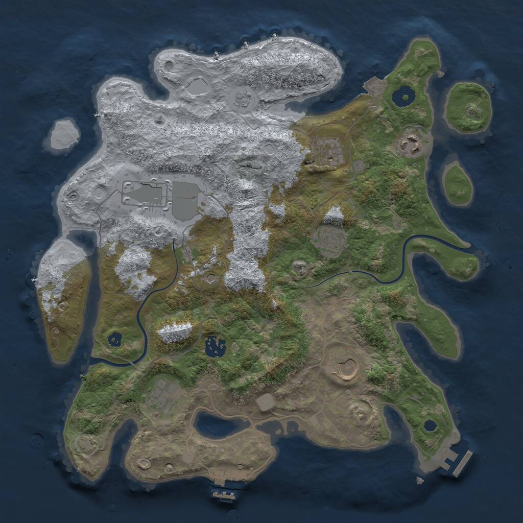 Rust Map: Procedural Map, Size: 3600, Seed: 52001, 13 Monuments
