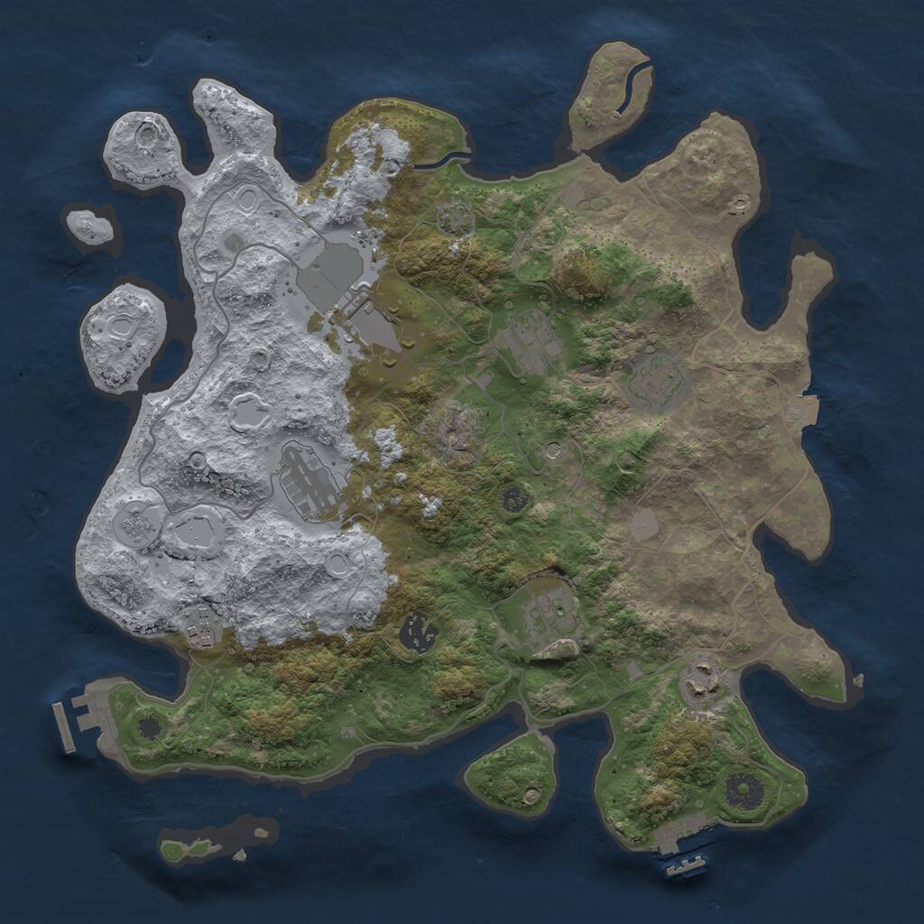 Rust Map: Procedural Map, Size: 3600, Seed: 39713542, 14 Monuments