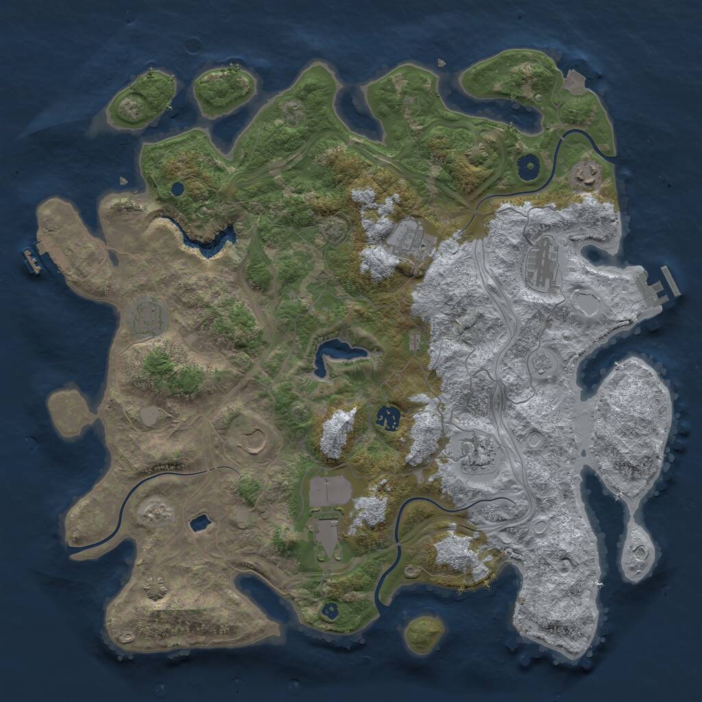 Rust Map: Procedural Map, Size: 4250, Seed: 1262758442, 13 Monuments