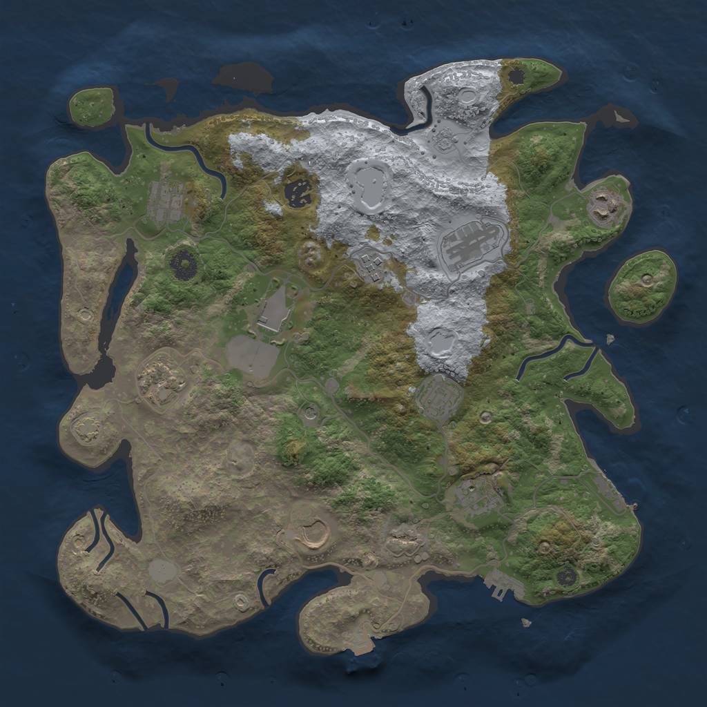 Rust Map: Procedural Map, Size: 3700, Seed: 54294650, 18 Monuments