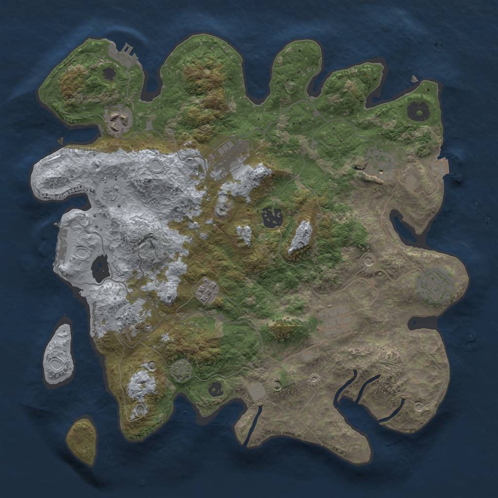 Rust Map: Procedural Map, Size: 3450, Seed: 27594419, 16 Monuments