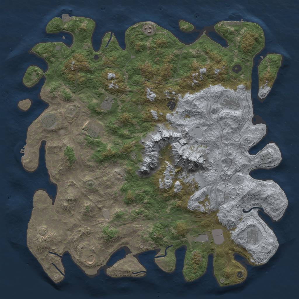 Rust Map: Procedural Map, Size: 5000, Seed: 612063314, 19 Monuments